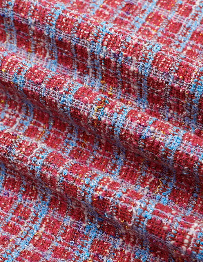 MARYLING Skirts Pink Blue Plaid Tweed Mini A Line Skirt Pink And Blue 8211 Women MARYLING Skirts Pink Blue Plaid Tweed Mini A Line Skirt Pink And Blue 8211 Women