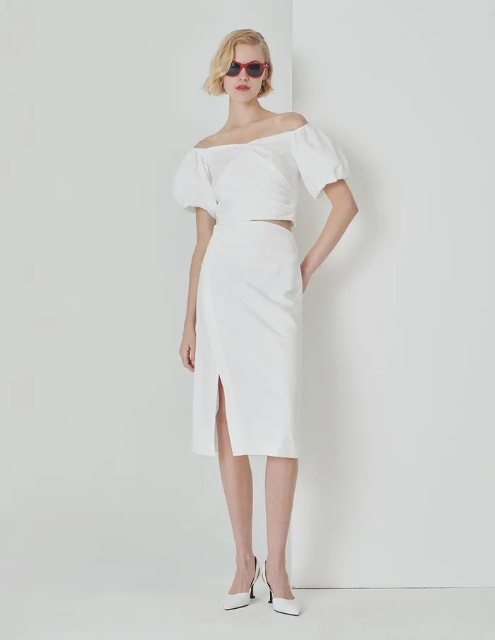 MARYLING Skirts White Straight Slit One Step Skirt White 8211 Women