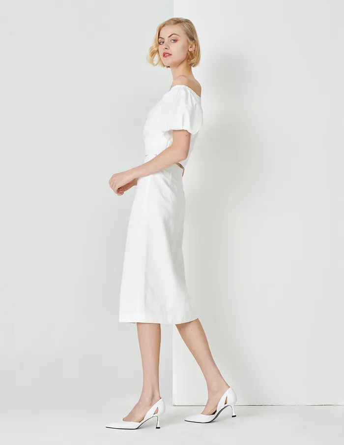 MARYLING Skirts White Straight Slit One Step Skirt White 8211 Women