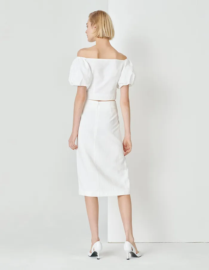 MARYLING Skirts White Straight Slit One Step Skirt White 8211 Women