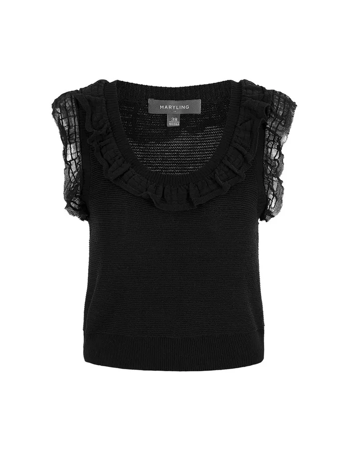 MARYLING Vest Black Crew Neck Knitted Vest Black 8211 Women MARYLING Vest Black Crew Neck Knitted Vest Black 8211 Women