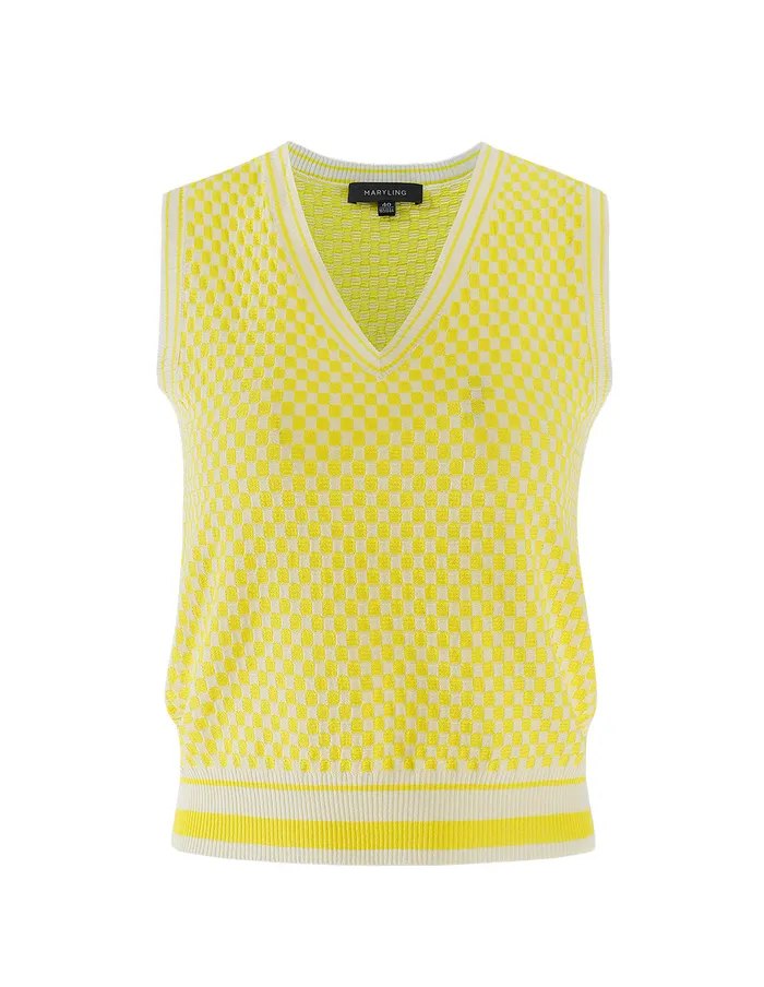 MARYLING Vest Yellow White Contrasting Colours Vneck Vest Yellow 8211 Women MARYLING Vest Yellow White Contrasting Colours Vneck Vest Yellow 8211 Women