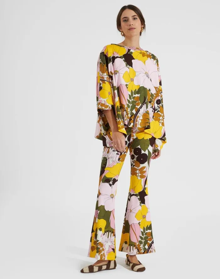Meditation Pants Big Flower Rose Women La Double J Loungewear