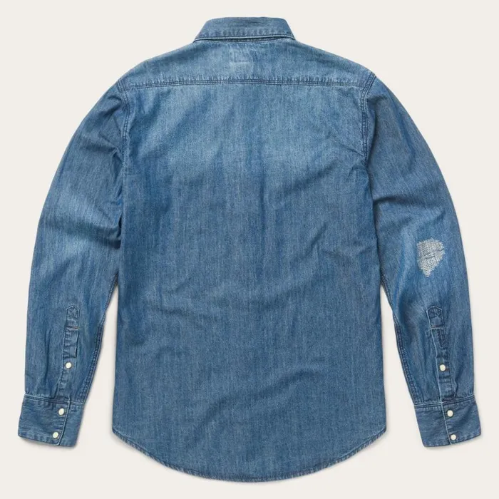 Medium Blue Denim Shirt Blue Men Stetson Western Shirts