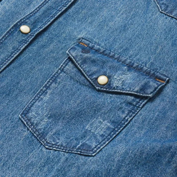 Medium Blue Denim Shirt Blue Men Stetson Western Shirts