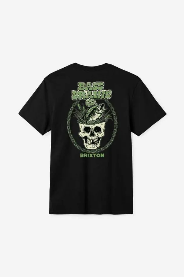 Men Bass Brains Skull SS Standard TShirt Black Brixton TShirts