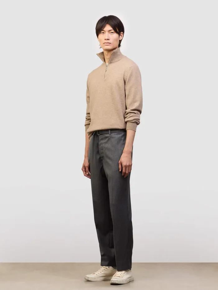 Men Begg X Co Sweaters Heriot Zip Cashmere Sweater Brown Undyed