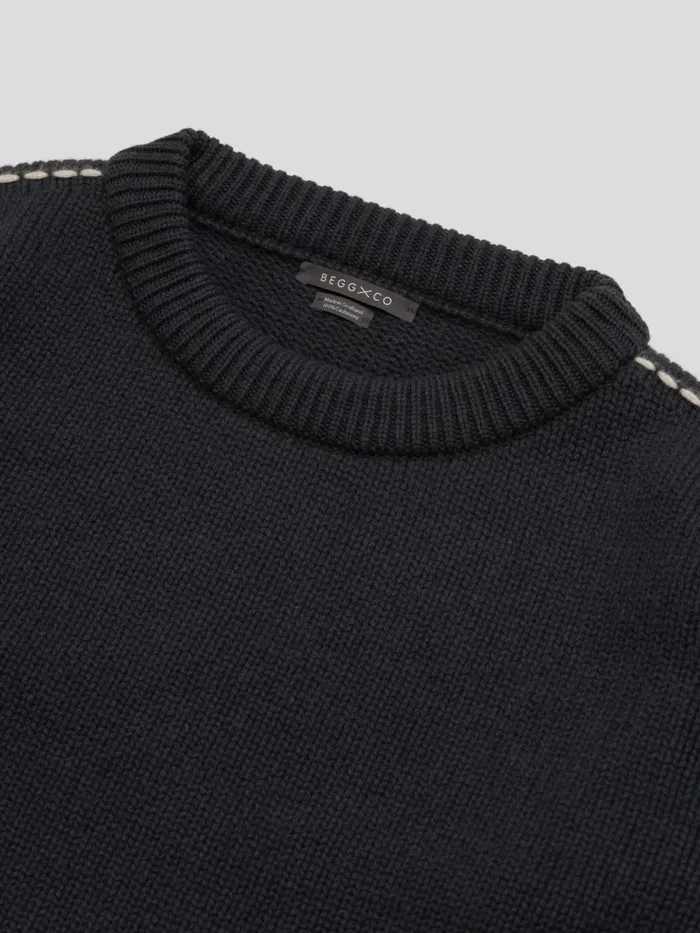 Men Begg X Co Sweaters Sapporo Cashmere Sweater Astrakhan Earl Grey