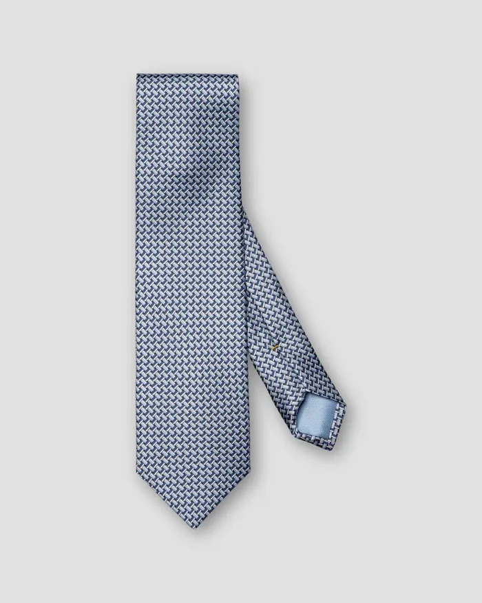 Men Blue GeometricPrintSilkTie Blue Eton Ties