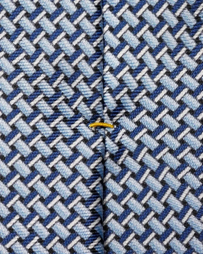 Men Blue GeometricPrintSilkTie Blue Eton Ties Men Blue GeometricPrintSilkTie Blue Eton Ties