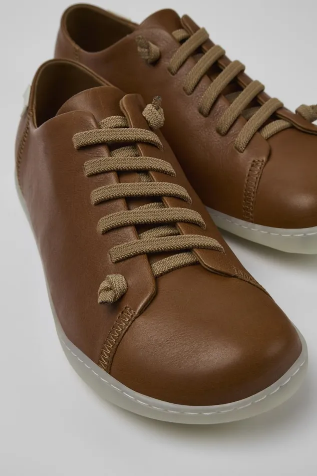 Men Camper Casual Shoes Peu Brown Leather Basket