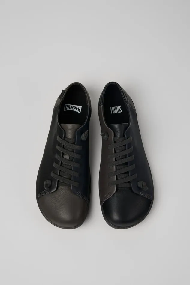 Men Camper Casual Shoes Twins Blackgray Leather Shoes Men Camper Casual Shoes Twins Blackgray Leather Shoes