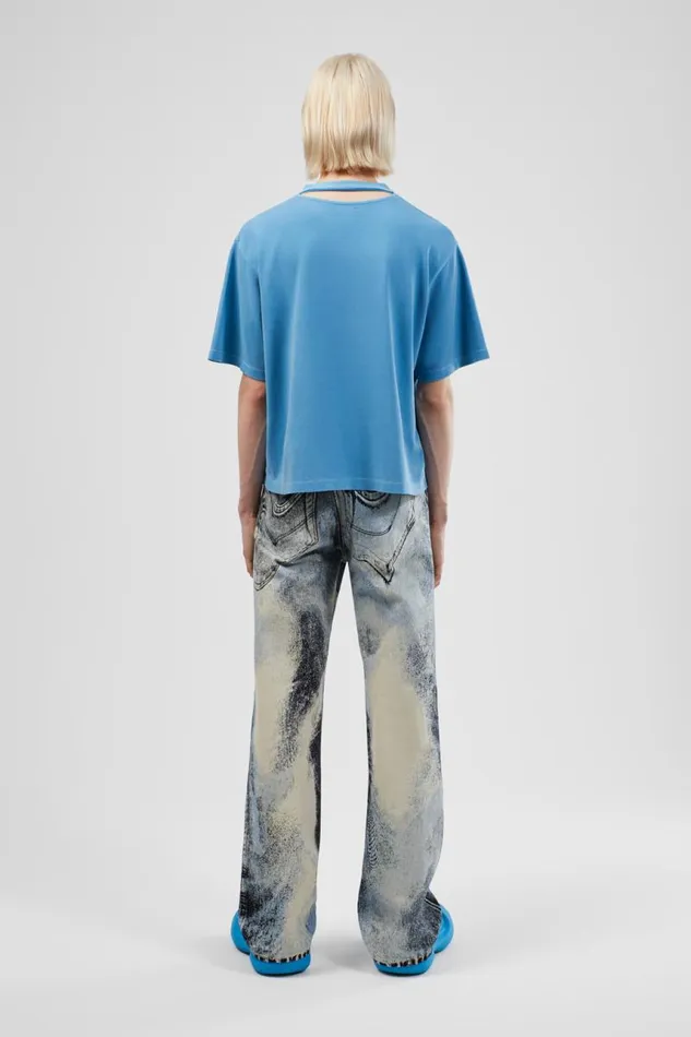 Men Camper Jersey TShirt Blue Organic Cotton TShirt Men Camper Jersey TShirt Blue Organic Cotton TShirt