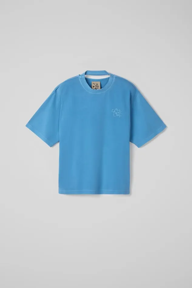 Men Camper Jersey TShirt Blue Organic Cotton TShirt Men Camper Jersey TShirt Blue Organic Cotton TShirt