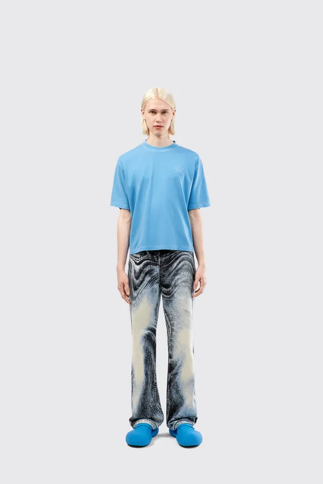 Men Camper Jersey TShirt Blue Organic Cotton TShirt Men Camper Jersey TShirt Blue Organic Cotton TShirt