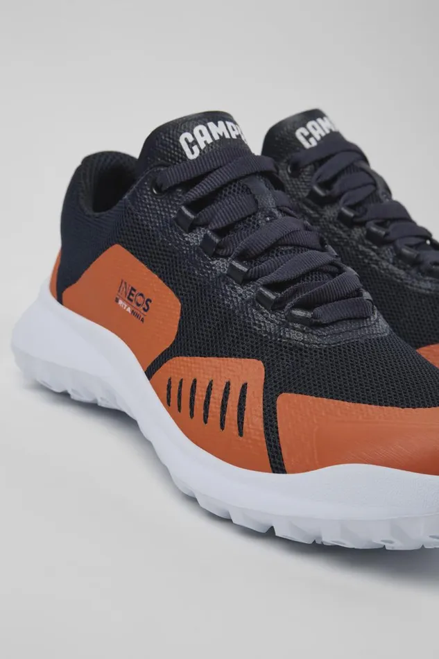 Men Camper Sneakers Camper X INEOS Britannia Blue And Orange Textile Sneakers Men Camper Sneakers Camper X INEOS Britannia Blue And Orange Textile Sneakers