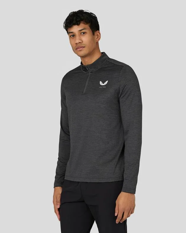 Men Castore Tops Active Long Sleeve Marl Quarter Zip 8211 Gunmetal