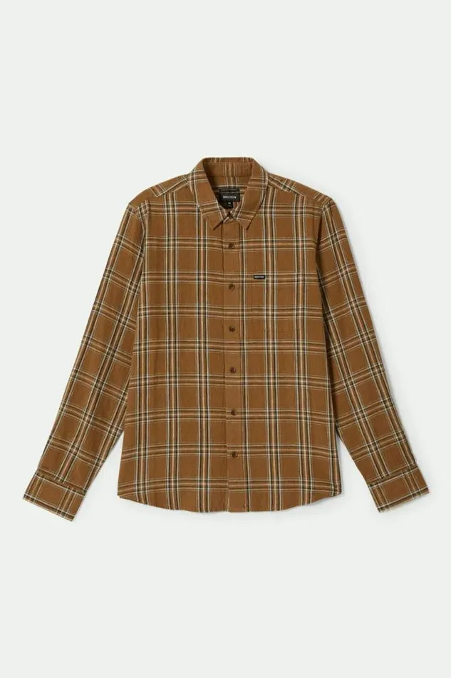 Men Charter Linen Blend LS Shirt Washed Copperwhitecap Plaid Brixton Button Ups Men Charter Linen Blend LS Shirt Washed Copperwhitecap Plaid Brixton Button Ups