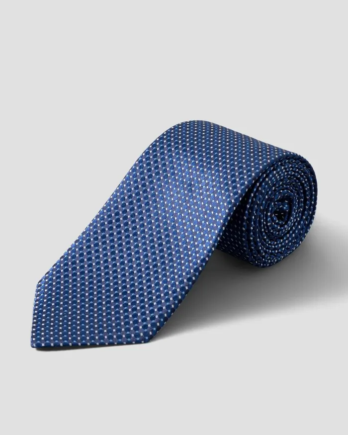 Men Dark Blue Geometric Silk Tie Blue Eton Ties