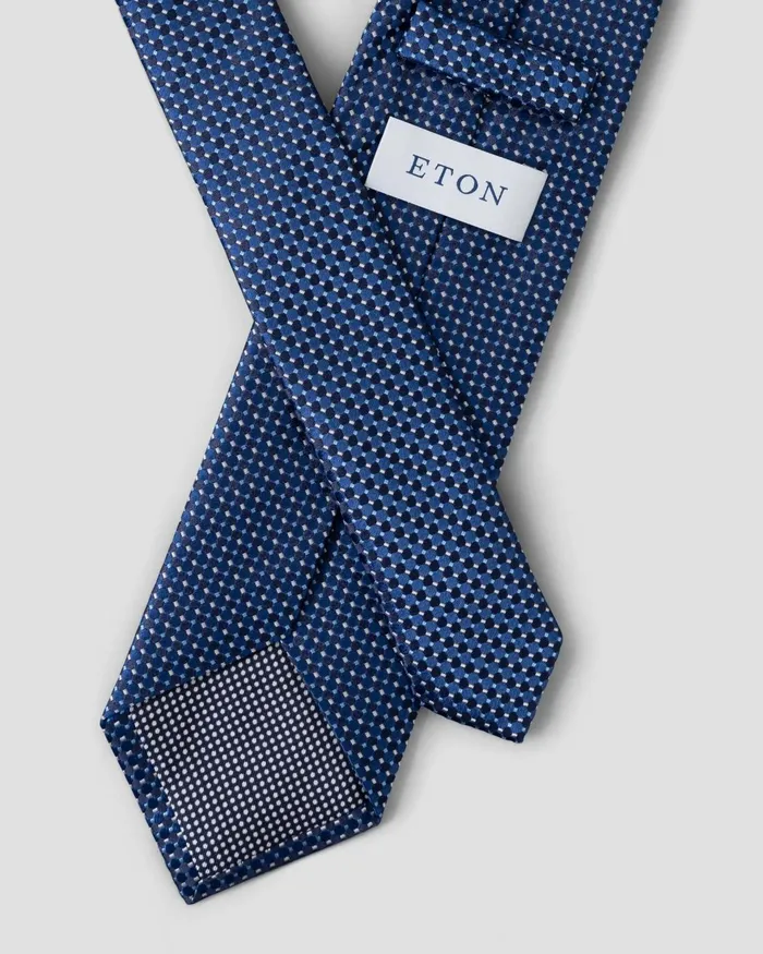 Men Dark Blue Geometric Silk Tie Blue Eton Ties Men Dark Blue Geometric Silk Tie Blue Eton Ties