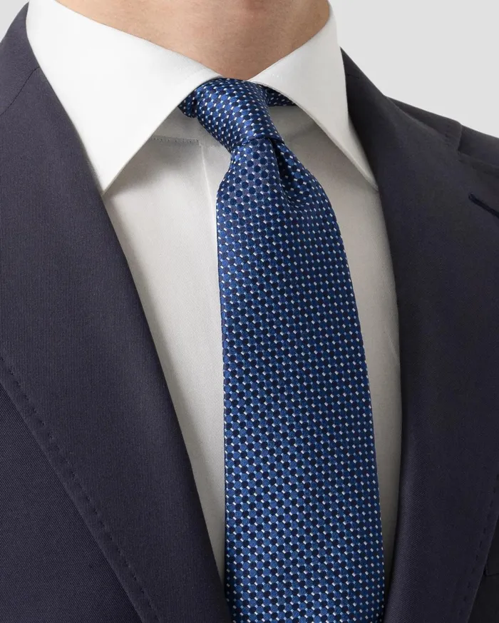 Men Dark Blue Geometric Silk Tie Blue Eton Ties Men Dark Blue Geometric Silk Tie Blue Eton Ties