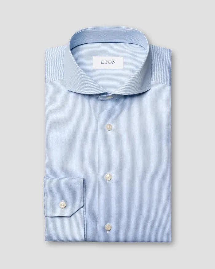 Men Fine Stripe Signature Twill Shirt Blue Eton Dress Shirts Men Fine Stripe Signature Twill Shirt Blue Eton Dress Shirts