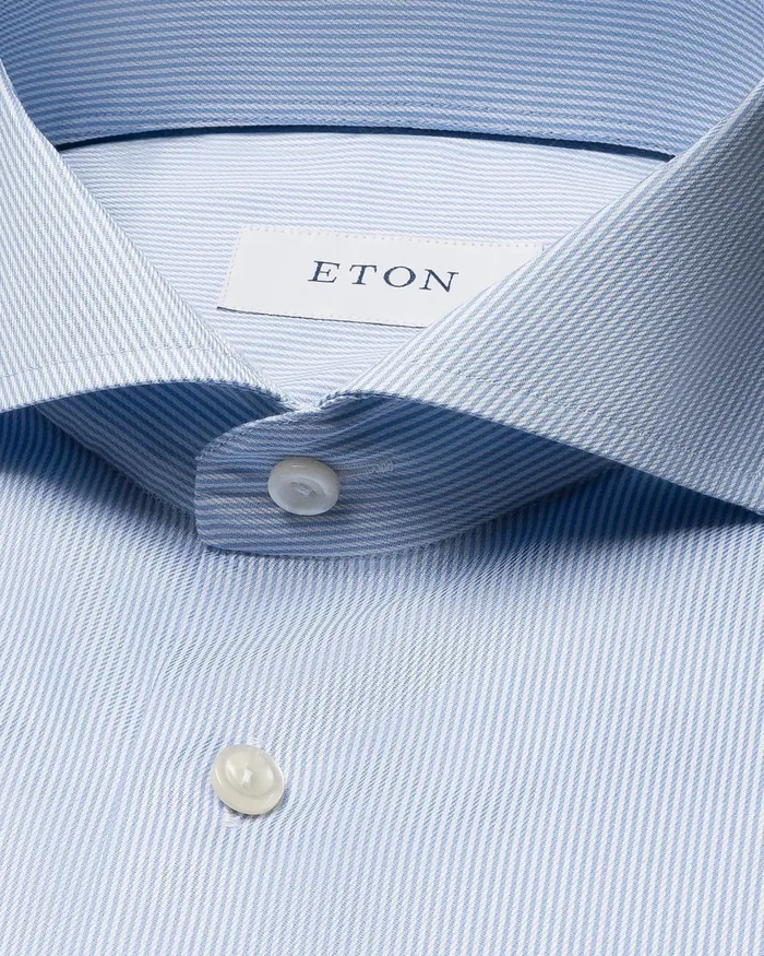 Men Fine Stripe Signature Twill Shirt Blue Eton Dress Shirts Men Fine Stripe Signature Twill Shirt Blue Eton Dress Shirts