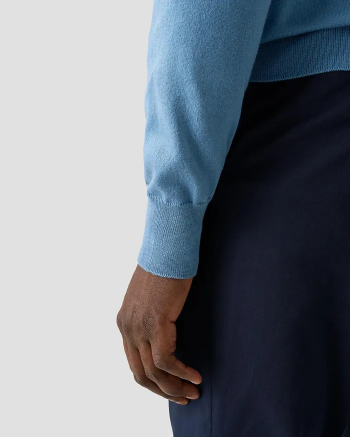 Men Knit Polo Shirt Blue Eton Knitwear Men Knit Polo Shirt Blue Eton Knitwear