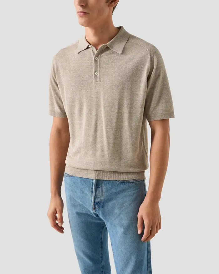 Men Knit Polo Shirt Brown Eton Knitwear
