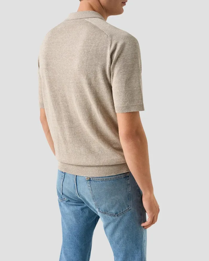 Men Knit Polo Shirt Brown Eton Knitwear Men Knit Polo Shirt Brown Eton Knitwear