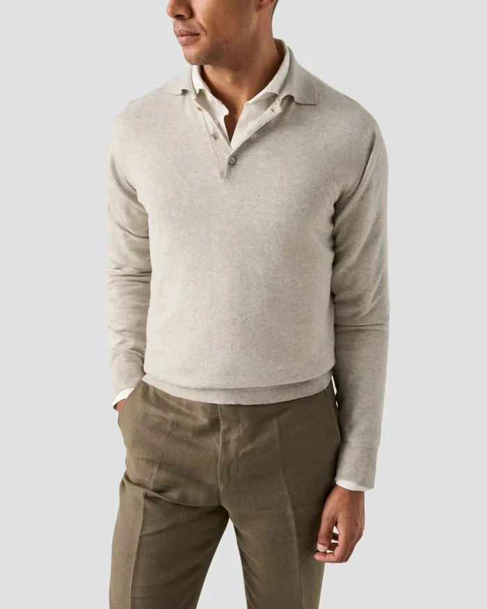 Men Knit Polo Shirt Brown Eton Knitwear Men Knit Polo Shirt Brown Eton Knitwear
