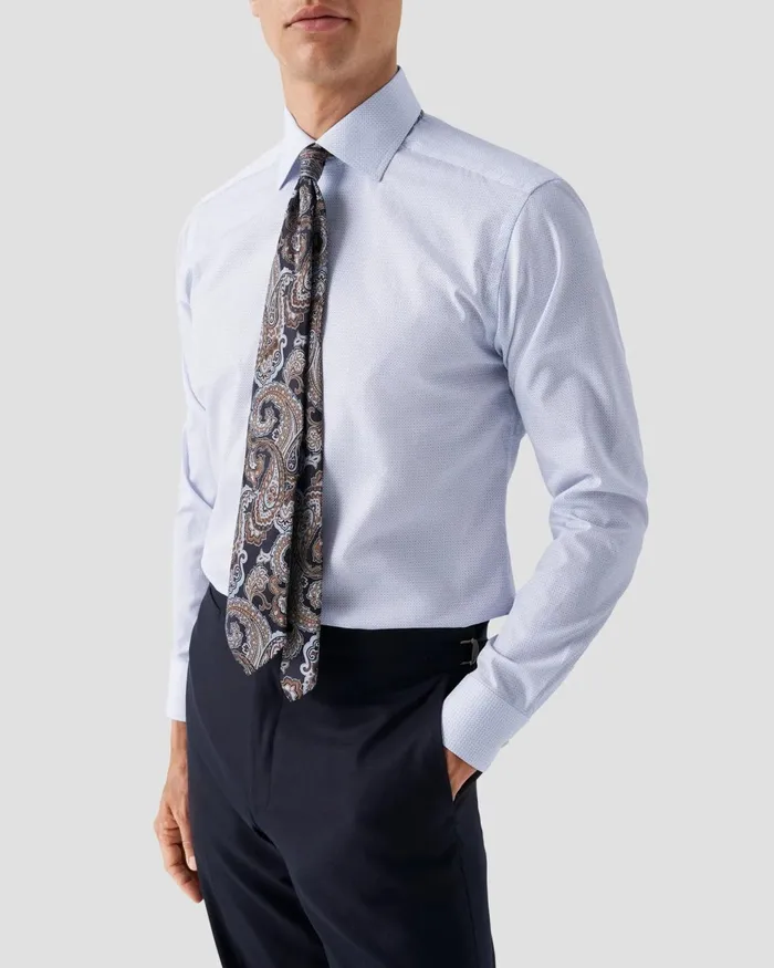 Men Light Blue Micro Print Poplin Shirt Blue Eton Dress Shirts Men Light Blue Micro Print Poplin Shirt Blue Eton Dress Shirts