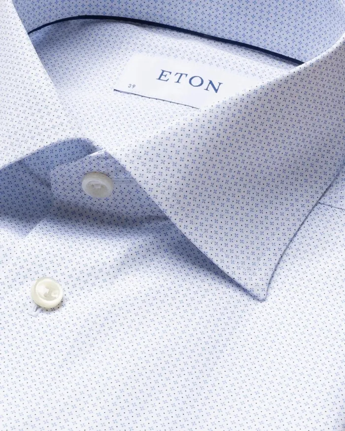 Men Light Blue Micro Print Poplin Shirt Blue Eton Dress Shirts Men Light Blue Micro Print Poplin Shirt Blue Eton Dress Shirts