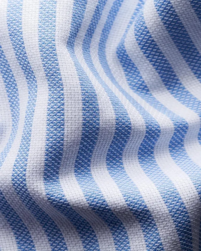Men Light Blue Striped Royal Oxford Shirt Blue Eton Casual Shirts