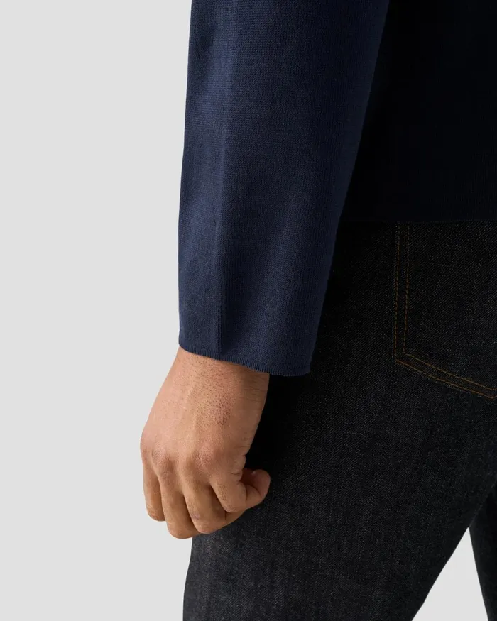 Men Milano Knit Jacket Blue Eton Knitwear Men Milano Knit Jacket Blue Eton Knitwear