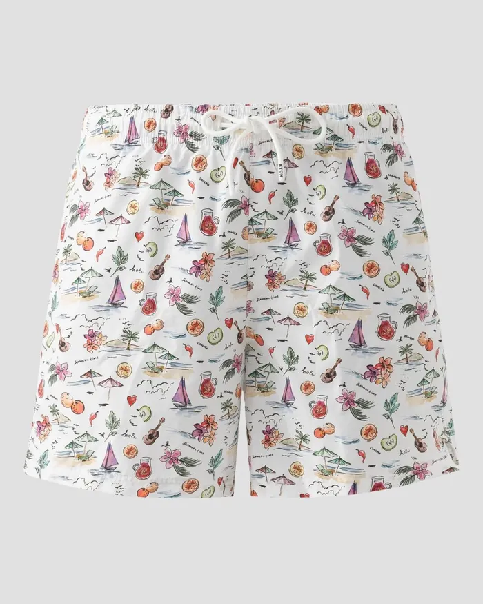Men Motif Print Swim Shorts Colored Eton Shorts and Swim Shorts
