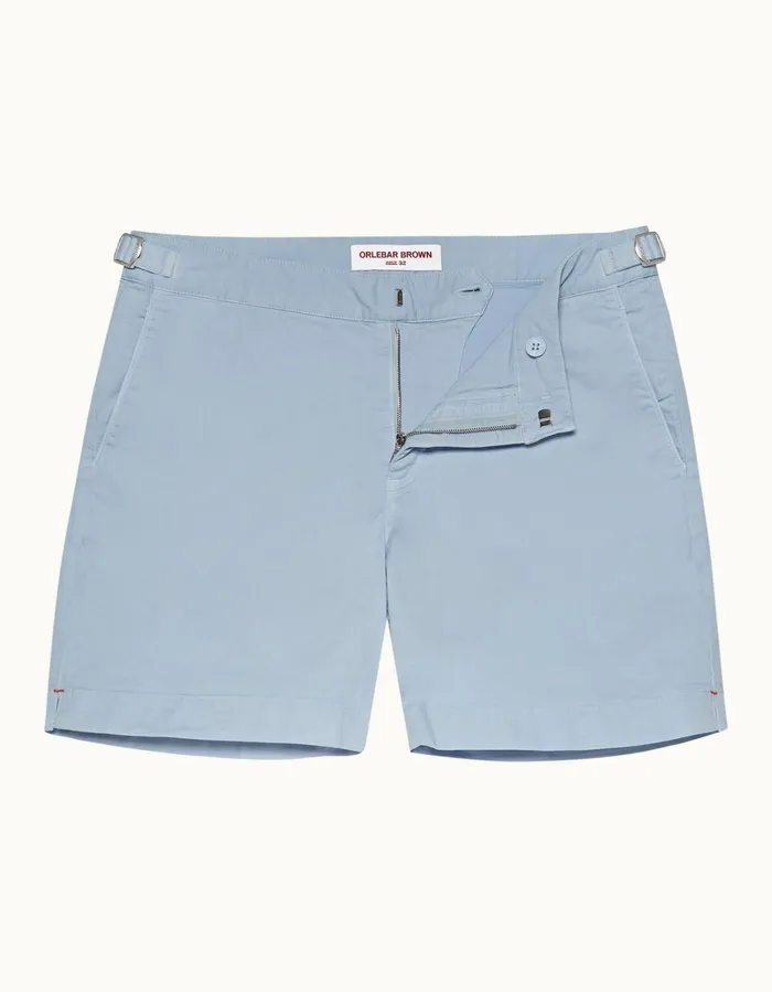 Men Orlebar Brown Day Shorts Bulldog Cotton Twill Ice Blue