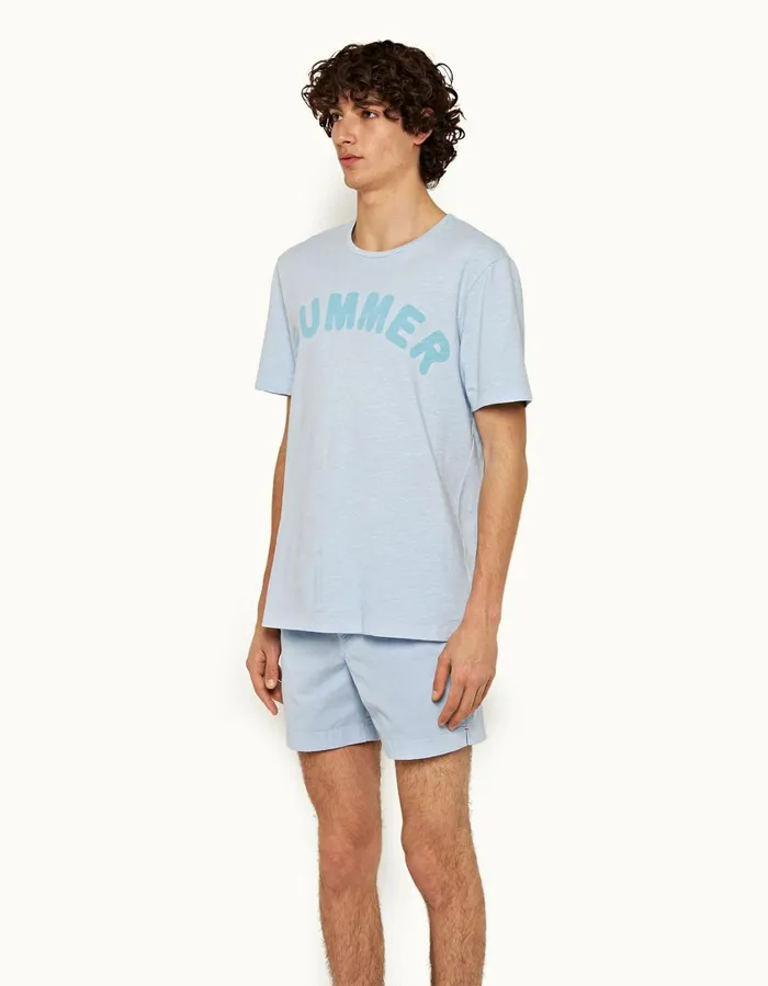 Men Orlebar Brown Day Shorts Bulldog Cotton Twill Ice Blue