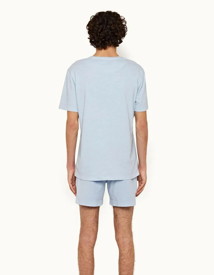 Men Orlebar Brown Day Shorts Bulldog Cotton Twill Ice Blue