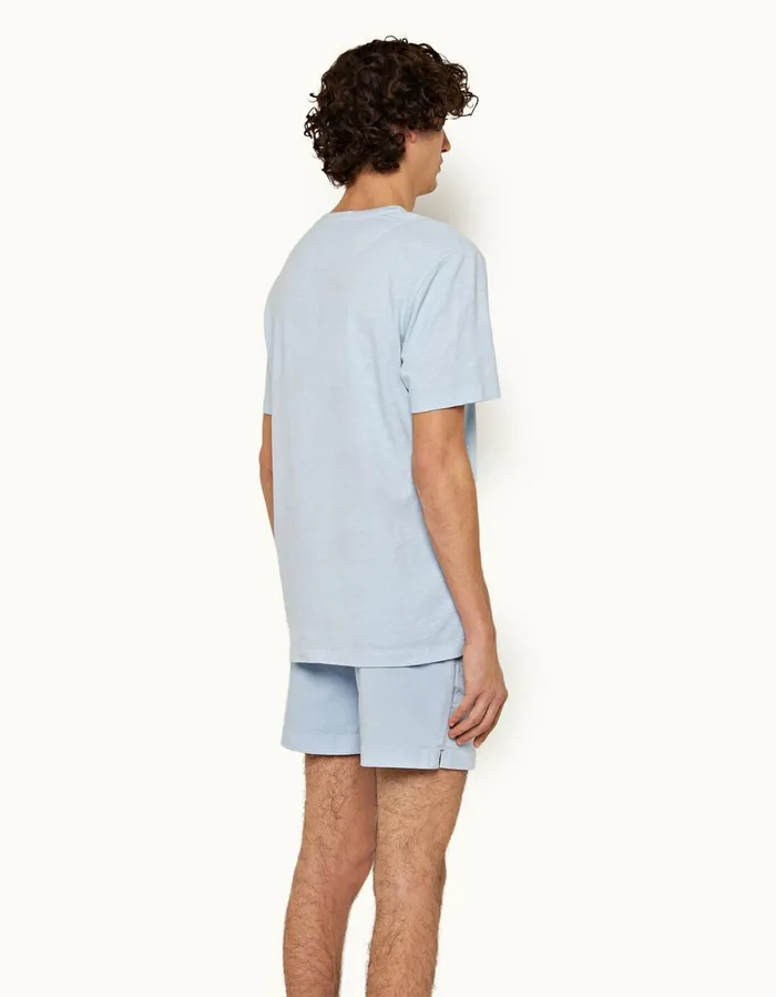 Men Orlebar Brown Day Shorts Bulldog Cotton Twill Ice Blue