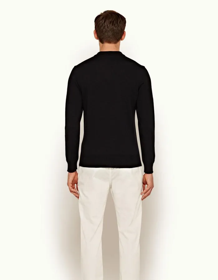 Men Orlebar Brown Knitwear Moonraker Knitted Half Zip Black