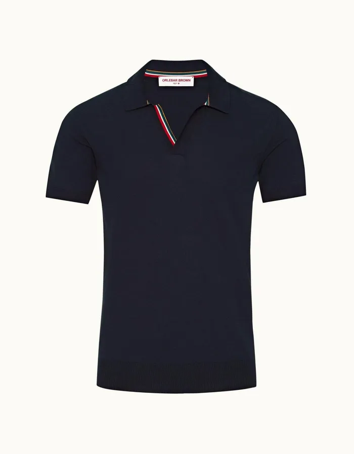 Men Orlebar Brown Polo Shirts Horton Tipping Night Iris