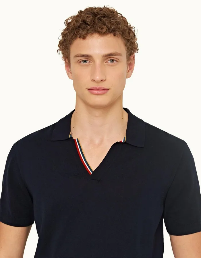 Men Orlebar Brown Polo Shirts Horton Tipping Night Iris