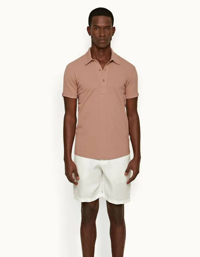 Men Orlebar Brown Polo Shirts Sebastian Caramel Pink