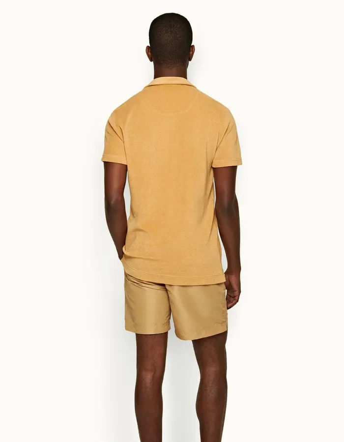 Men Orlebar Brown Polo Shirts Terry Towelling Biscuit