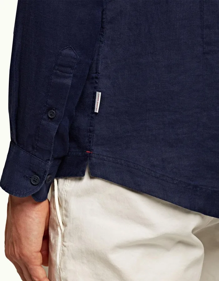 Men Orlebar Brown Shirts Giles Linen Navy