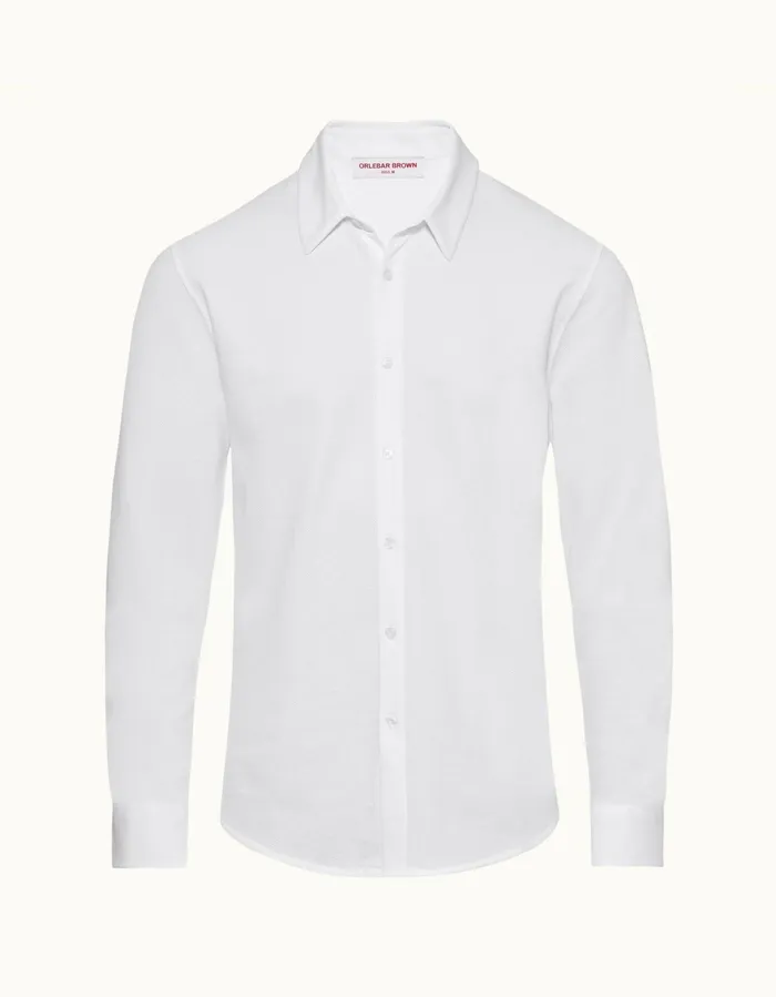 Men Orlebar Brown Shirts Giles Pique White