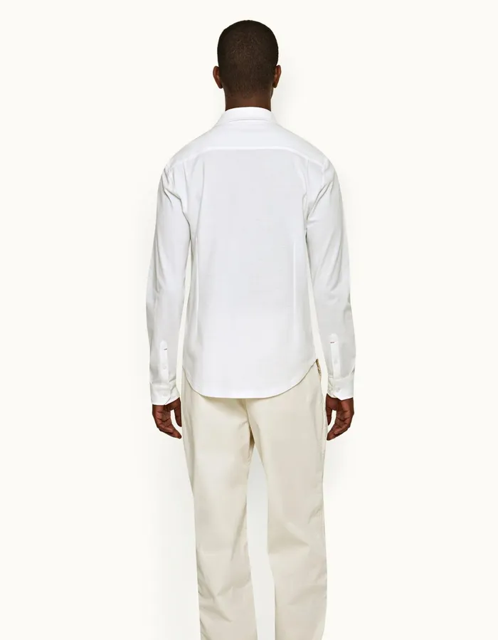 Men Orlebar Brown Shirts Giles Pique White
