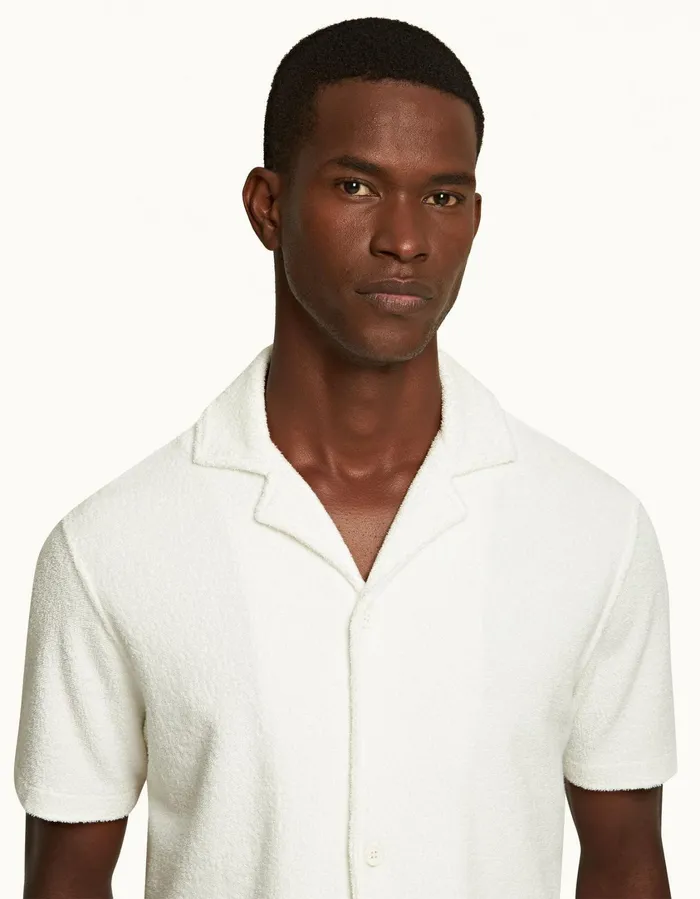 Men Orlebar Brown Shirts Howell Towelling Sea Mist