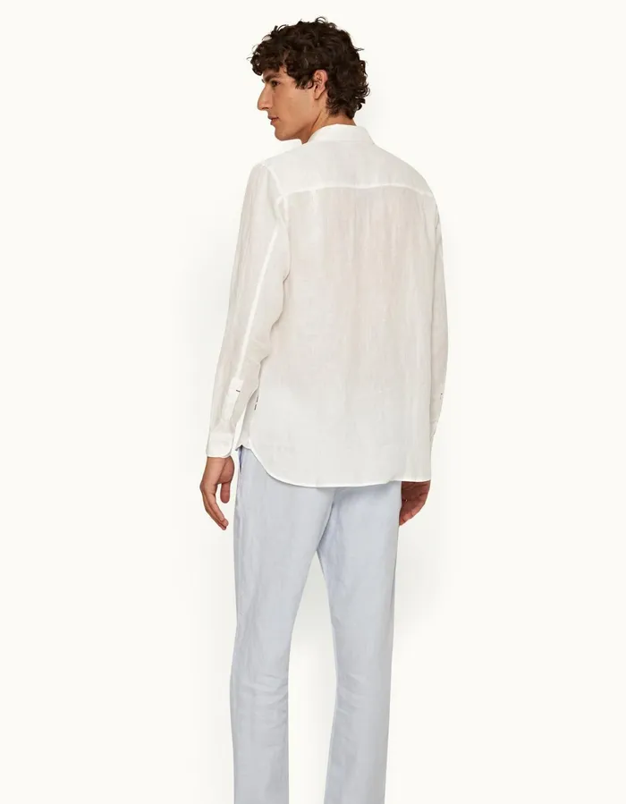 Men Orlebar Brown Shirts Justin Linen White
